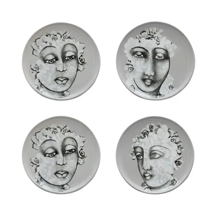 Succulent Faces SIDE PLATE SET OF 4